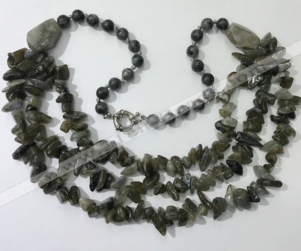 CGN677 22 inches stylish labradorite gemstone beaded necklaces