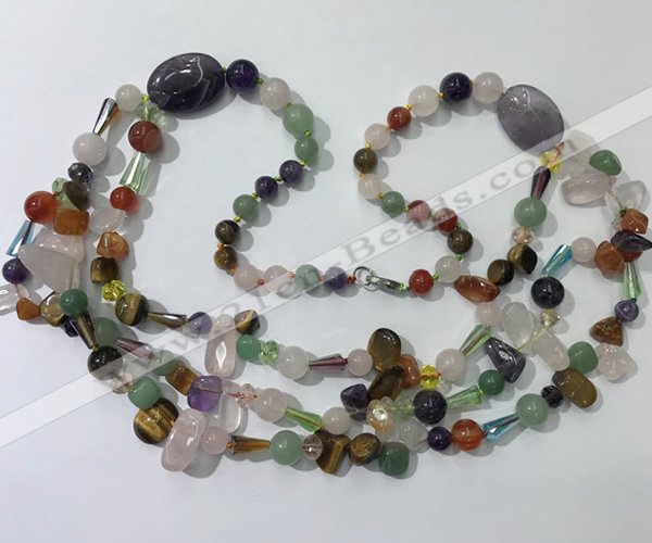 CGN681 23.5 inches chinese crystal & mixed gemstone beaded necklaces