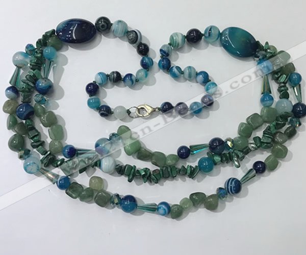 CGN684 23.5 inches chinese crystal & mixed gemstone beaded necklaces