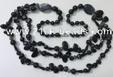 CGN687 23.5 inches chinese crystal & black agate beaded necklaces