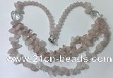 CGN695 22.5 inches chinese crystal & rose quartz beaded necklaces