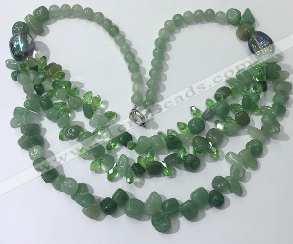 CGN699 22.5 inches chinese crystal & green aventurine beaded necklaces