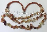 CGN700 22.5 inches chinese crystal & red agate beaded necklaces