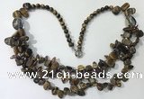 CGN702 22.5 inches chinese crystal & yellow tiger eye beaded necklaces