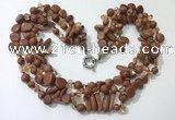 CGN714 22 inches fashion 3 rows goldstone beaded necklaces