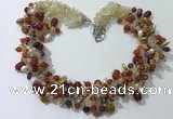 CGN716 21.5 inches stylish mixed goldstone beaded necklaces