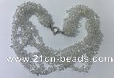 CGN720 19.5 inches stylish 6 rows white crystal chips necklaces