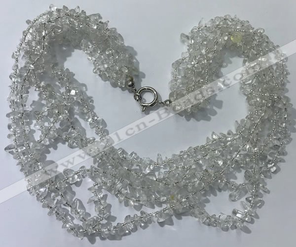 CGN720 19.5 inches stylish 6 rows white crystal chips necklaces