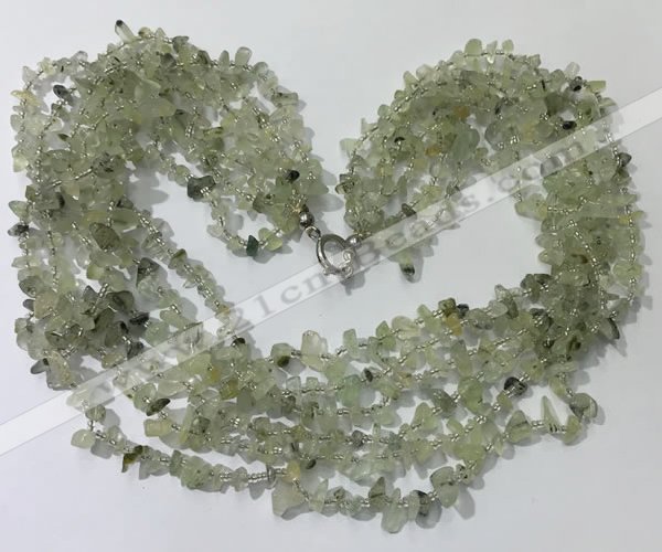 CGN722 19.5 inches stylish 6 rows prehnite chips necklaces