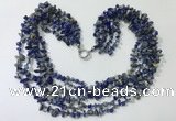 CGN728 19.5 inches stylish 6 rows lapis lazuli chips necklaces