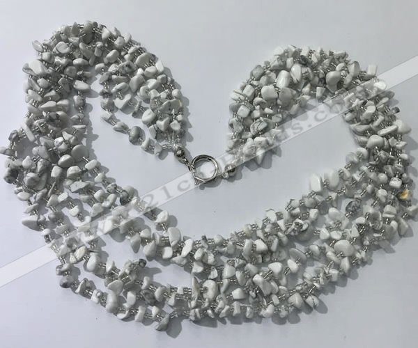 CGN730 19.5 inches stylish 6 rows white howlite chips necklaces