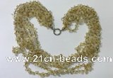 CGN733 19.5 inches stylish 6 rows citrine chips necklaces