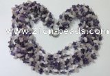 CGN734 19.5 inches stylish 6 rows amethyst & rose quartz chips necklaces