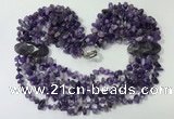 CGN756 20 inches stylish 6 rows amethyst chips necklaces