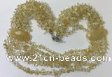 CGN757 20 inches stylish 6 rows citrine chips necklaces