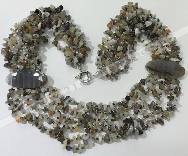 CGN761 20 inches stylish 6 rows Botswana agate chips necklaces