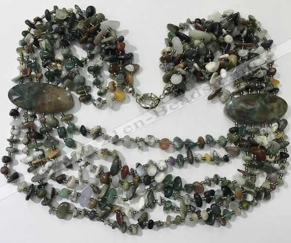 CGN763 20 inches stylish 6 rows Indian agate chips necklaces