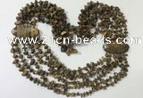 CGN768 20 inches stylish 6 rows yellow tiger eye chips necklaces