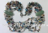 CGN770 20 inches stylish 6 rows mix gemstone chips necklaces