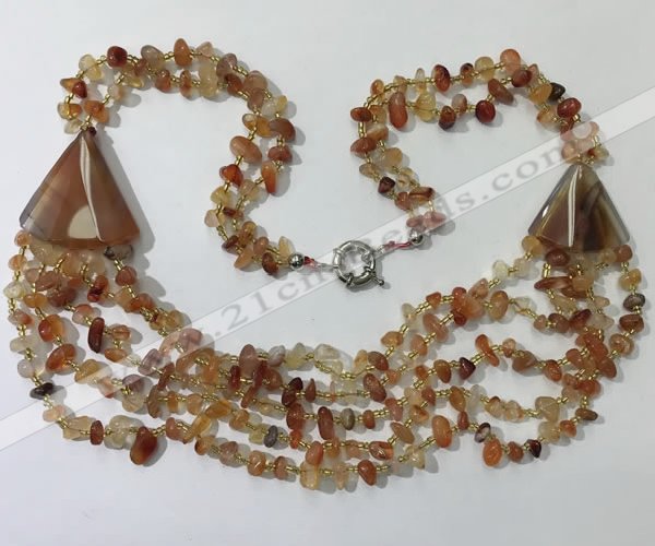 CGN783 23.5 inches stylish red agate gemstone chips necklaces