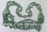 CGN785 23.5 inches stylish green aventurine chips necklaces