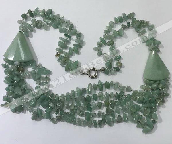 CGN785 23.5 inches stylish green aventurine chips necklaces