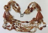 CGN790 23.5 inches stylish red agate nuggets necklaces