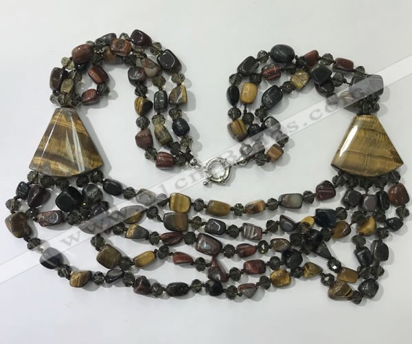 CGN791 23.5 inches stylish mixed tiger eye nuggets necklaces