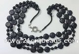 CGN801 23.5 inches stylish 3 rows round & coin blue goldstone necklaces