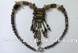 CGN816 19.5 inches chinese crystal & yellow tiger eye statement necklaces