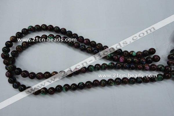 CGO03 15.5 inches 8mm round gold multi-color stone beads