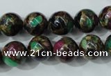 CGO04 15.5 inches 10mm round gold multi-color stone beads