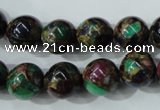 CGO05 15.5 inches 12mm round gold multi-color stone beads