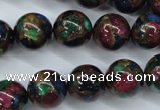 CGO06 15.5 inches 14mm round gold multi-color stone beads