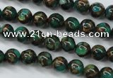 CGO100 15.5 inches 4mm round gold green color stone beads