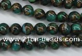 CGO101 15.5 inches 6mm round gold green color stone beads