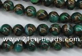 CGO102 15.5 inches 8mm round gold green color stone beads