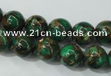 CGO103 15.5 inches 10mm round gold green color stone beads