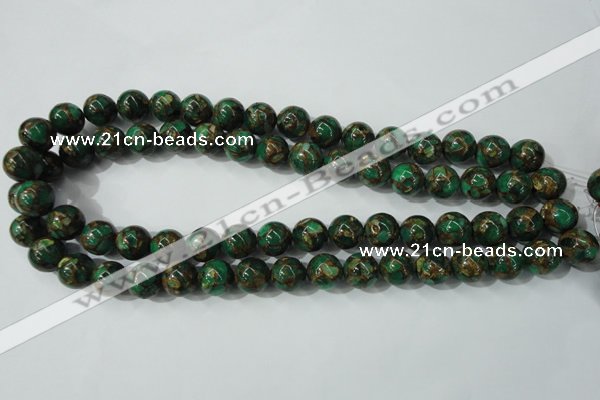 CGO103 15.5 inches 10mm round gold green color stone beads