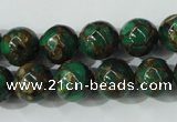 CGO104 15.5 inches 12mm round gold green color stone beads