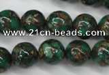 CGO106 15.5 inches 16mm round gold green color stone beads