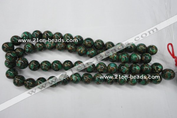 CGO107 15.5 inches 18mm round gold green color stone beads