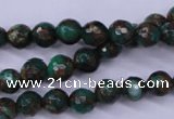 CGO111 15.5 inches 6mm faceted round gold green color stone beads