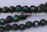 CGO112 15.5 inches 8mm faceted round gold green color stone beads