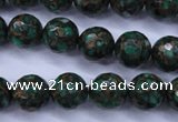 CGO114 15.5 inches 12mm faceted round gold green color stone beads