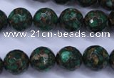 CGO115 15.5 inches 14mm faceted round gold green color stone beads