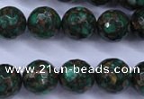 CGO116 15.5 inches 16mm faceted round gold green color stone beads