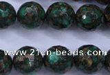 CGO117 15.5 inches 18mm faceted round gold green color stone beads