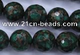 CGO118 15.5 inches 20mm faceted round gold green color stone beads