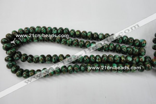 CGO121 15.5 inches 5*8mm rondelle gold green color stone beads